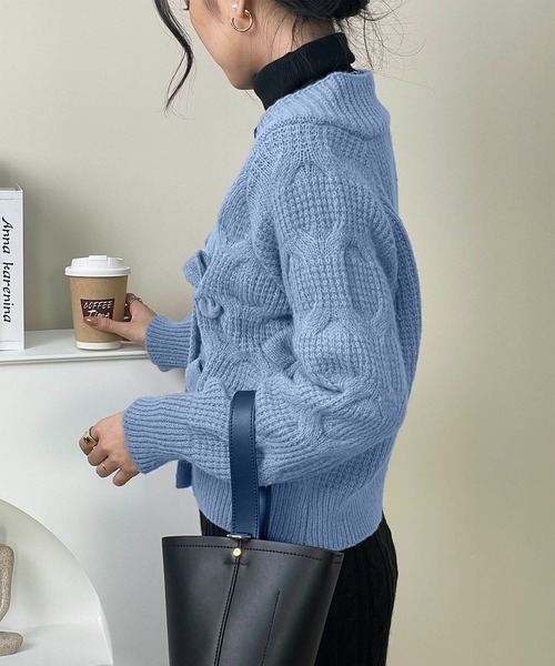 MAISON DE THERESE（メゾン ド テレーズ）の「長袖Vネック暖かいカーディガン（カーディガン/ボレロ・レディース・ホワイト/ピンク/グリーン/ブラック/ブルー/レッド・MEDIUM）」の18枚目の写真