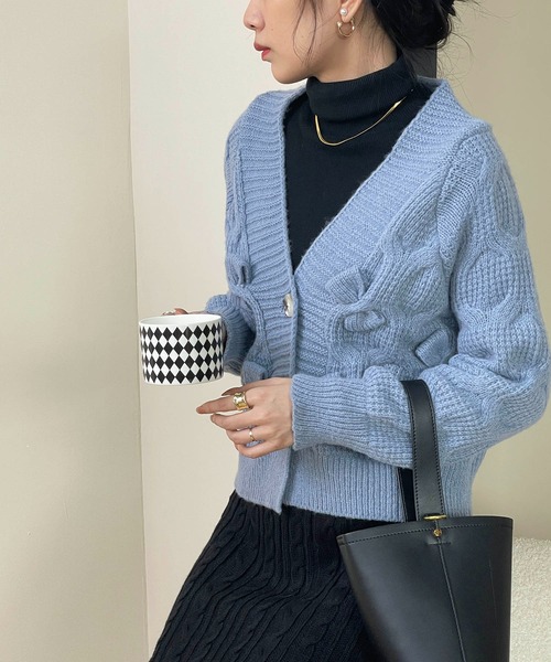 MAISON DE THERESE（メゾン ド テレーズ）の「長袖Vネック暖かいカーディガン（カーディガン/ボレロ・レディース・ホワイト/ピンク/グリーン/ブラック/ブルー/レッド・MEDIUM）」の17枚目の写真