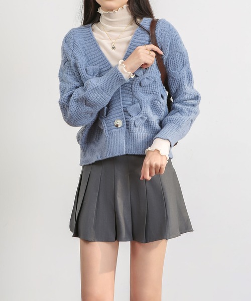 MAISON DE THERESE（メゾン ド テレーズ）の「長袖Vネック暖かいカーディガン（カーディガン/ボレロ・レディース・ホワイト/ピンク/グリーン/ブラック/ブルー/レッド・MEDIUM）」の8枚目の写真