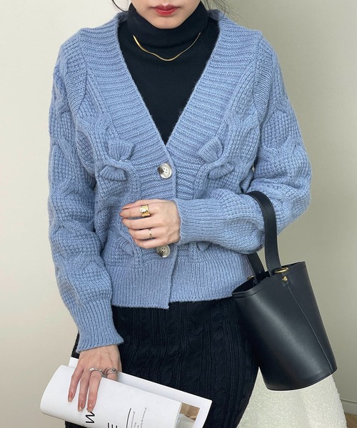 MAISON DE THERESE（メゾン ド テレーズ）の「長袖Vネック暖かいカーディガン（カーディガン/ボレロ・レディース・ホワイト/ピンク/グリーン/ブラック/ブルー/レッド・MEDIUM）」の21枚目の写真