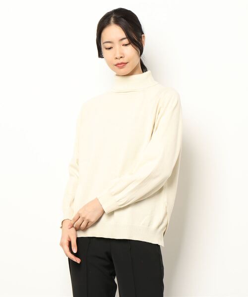 Lugnoncure（ルノンキュール）の「前身畦編みニット（ニット/セーター・レディース・オフホワイト/ブラック/グリーン・ﾌﾘ-）」の4枚目の写真