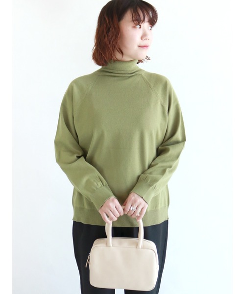 Lugnoncure（ルノンキュール）の「前身畦編みニット（ニット/セーター・レディース・オフホワイト/ブラック/グリーン・ﾌﾘ-）」の3枚目の写真