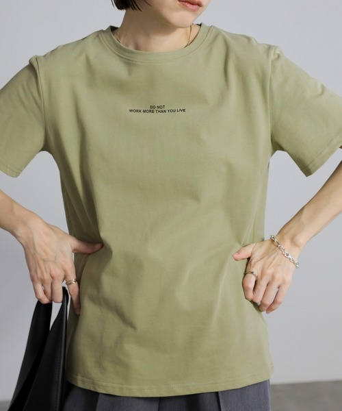 select MOCA(セレクトモカ)の「【選べる着丈】フロントロゴプリントTシャツ(Tシャツ/カットソー・レディース・ホワイト/ブラウン/ブルー/チャコール/アイボリー/ブラック/ライトカーキ・FREE/SMALL)」の6枚目の写真