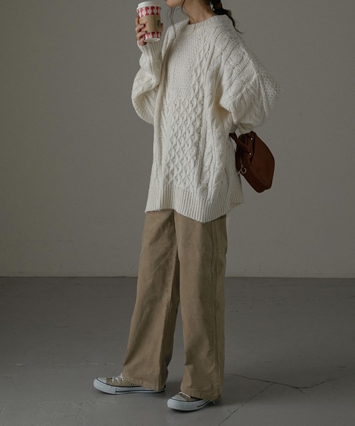 Fashion Letter（ファッションレター）の「ストレッチコーデュロイワイドストレートパンツ（チノパンツ・レディース・ブラック/ベージュ・L/LL/3L/4L/M）」の7枚目の写真