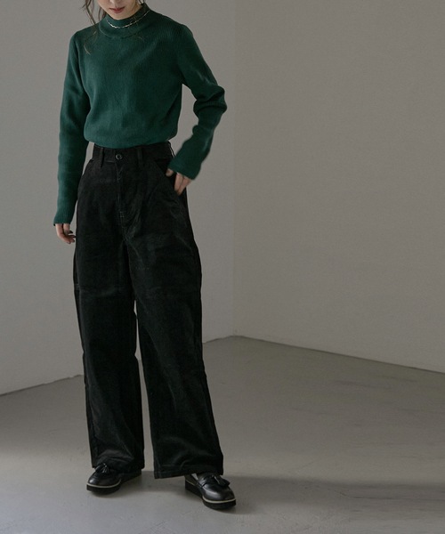 Fashion Letter（ファッションレター）の「ストレッチコーデュロイワイドストレートパンツ（チノパンツ・レディース・ブラック/ベージュ・L/LL/3L/4L/M）」の14枚目の写真