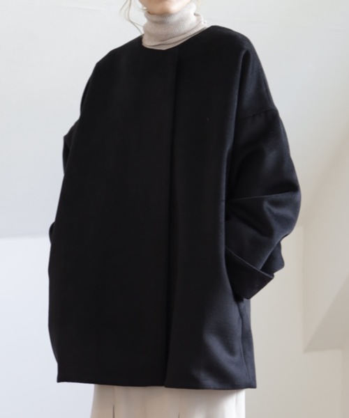 UNFIELD(アンフィールド)の「【UNFIELD ノーカラーショートコート】(その他アウター・レディース・ブラック/アイボリー・FREE)」の13枚目の写真