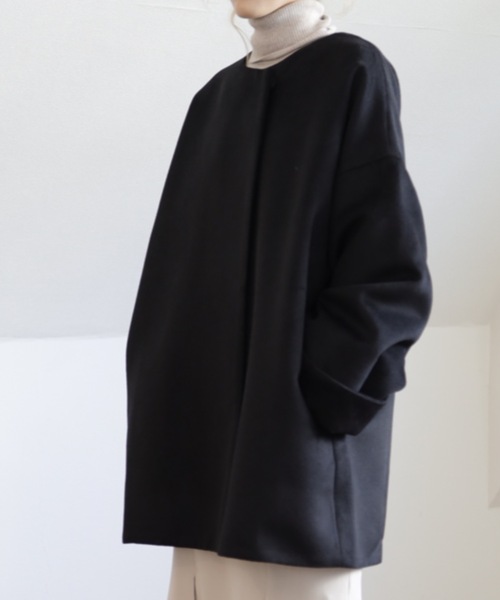 UNFIELD(アンフィールド)の「【UNFIELD ノーカラーショートコート】(その他アウター・レディース・ブラック/アイボリー・FREE)」の15枚目の写真