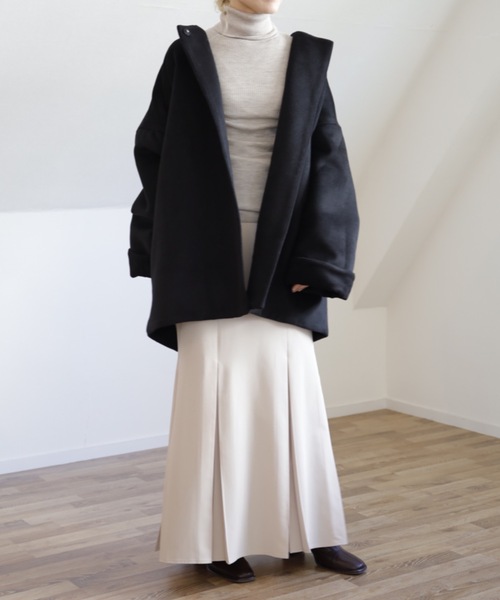 UNFIELD(アンフィールド)の「【UNFIELD ノーカラーショートコート】(その他アウター・レディース・ブラック/アイボリー・FREE)」の17枚目の写真