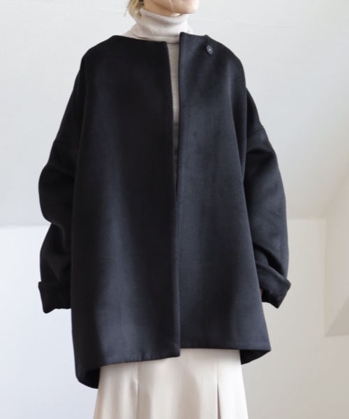 UNFIELD(アンフィールド)の「【UNFIELD ノーカラーショートコート】(その他アウター・レディース・ブラック/アイボリー・FREE)」の18枚目の写真