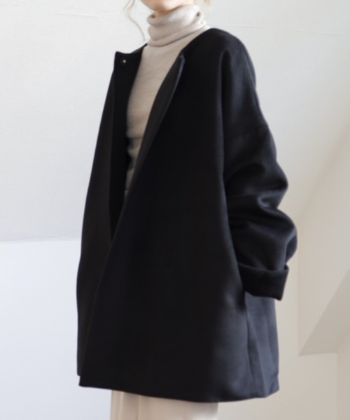 UNFIELD(アンフィールド)の「【UNFIELD ノーカラーショートコート】(その他アウター・レディース・ブラック/アイボリー・FREE)」の19枚目の写真