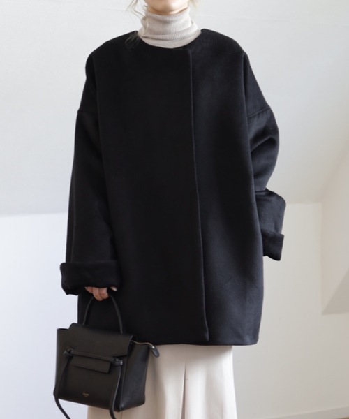 UNFIELD(アンフィールド)の「【UNFIELD ノーカラーショートコート】(その他アウター・レディース・ブラック/アイボリー・FREE)」の20枚目の写真