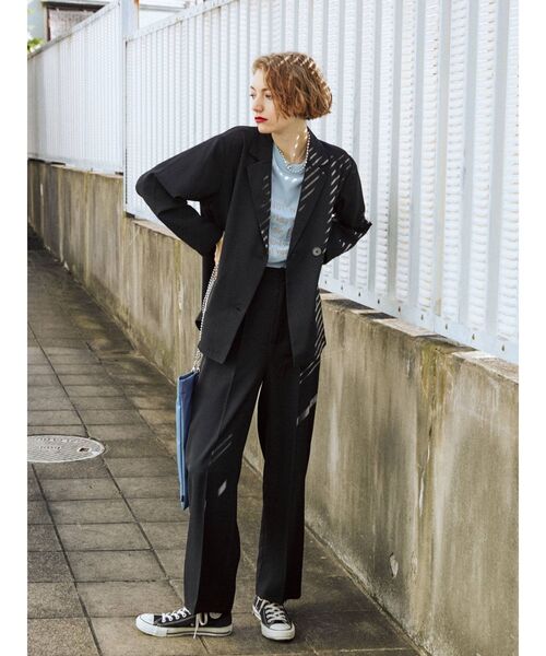 jouetie（ジュエティ）の「ベーシックセンタープレスパンツ【セットアップ対応】（スラックス・レディース・ブラック/パープル/ブルー/グリーン/その他1・MEDIUM）」の8枚目の写真