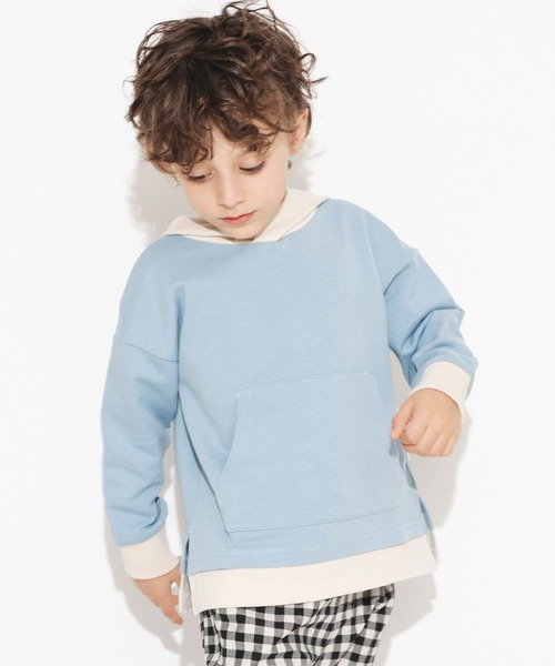 BRANSHES(ブランシェス)の「【重ね着風】プルパーカー(パーカー・キッズ・チャコールグレー/ブルーグレー/マスタード・140/150/110/120/130/100/90)」の21枚目の写真