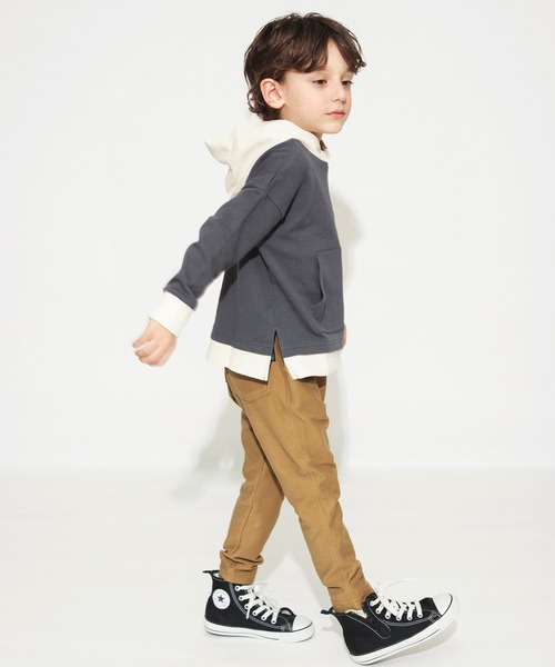 BRANSHES(ブランシェス)の「【重ね着風】プルパーカー(パーカー・キッズ・チャコールグレー/ブルーグレー/マスタード・140/150/110/120/130/100/90)」の16枚目の写真