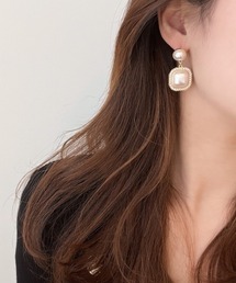 LAC-VERT | レトロスクエアパールイヤリング(イヤリング)