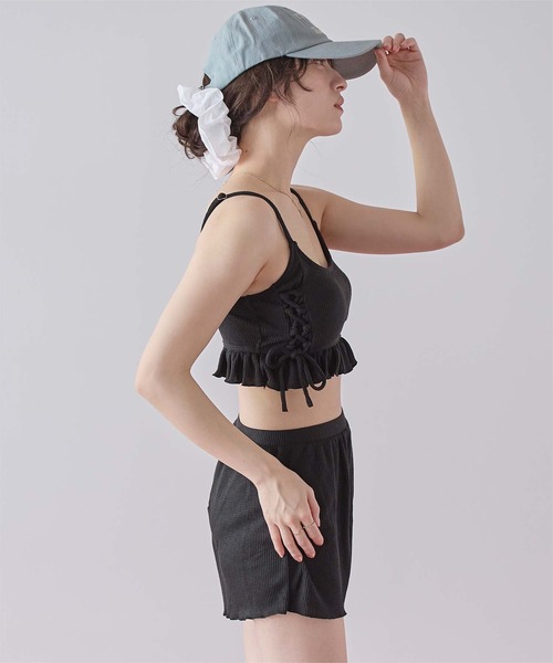 ワッフル素材レースアップビキニ/水着セット（水着）｜SEA DRESS