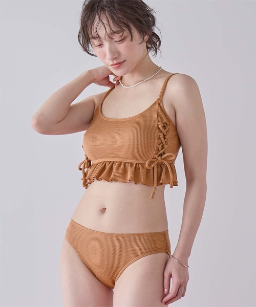 ワッフル素材レースアップビキニ/水着セット（水着）｜SEA DRESS