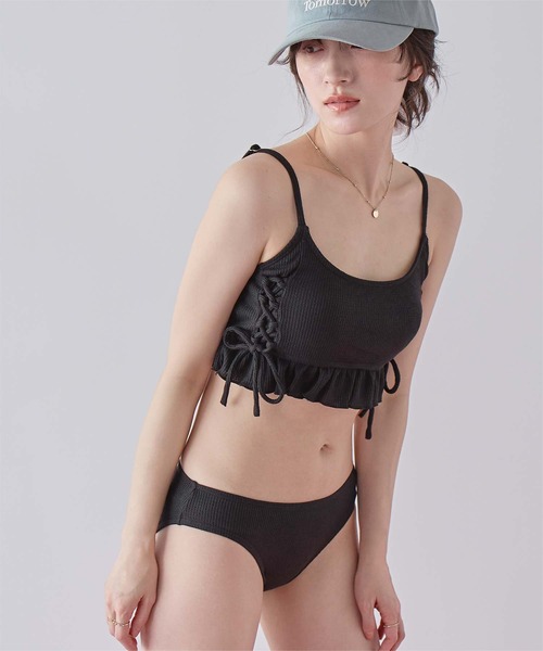 ワッフル素材レースアップビキニ/水着セット（水着）｜SEA DRESS