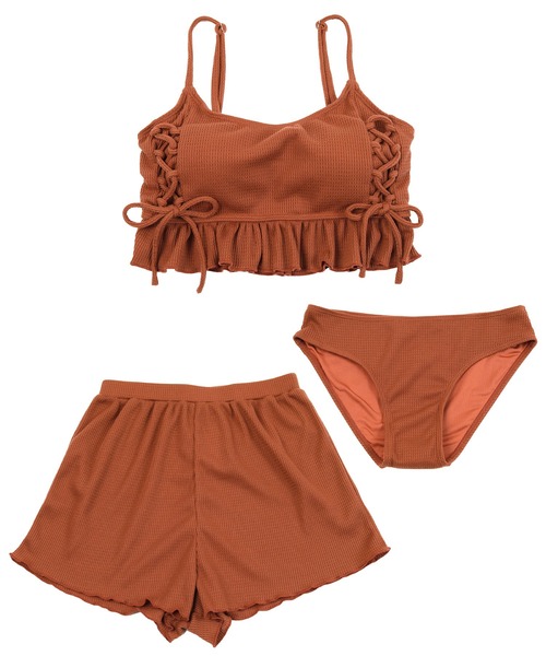 SEA DRESS（シードレス）の「ワッフル素材レースアップビキニ/水着セット（水着・レディース・アイボリー/テラコッタ/ブラック/ブルー/ライトブラウン・S/M/L/LL）」の11枚目の写真