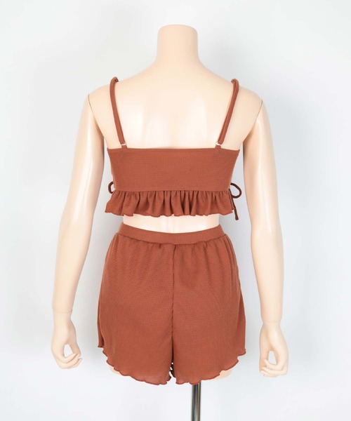 SEA DRESS（シードレス）の「ワッフル素材レースアップビキニ/水着セット（水着・レディース・アイボリー/テラコッタ/ブラック/ブルー/ライトブラウン・S/M/L/LL）」の15枚目の写真