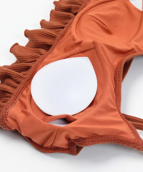 SEA DRESS（シードレス）の「ワッフル素材レースアップビキニ/水着セット（水着・レディース・アイボリー/テラコッタ/ブラック/ブルー/ライトブラウン・S/M/L/LL）」の17枚目の写真