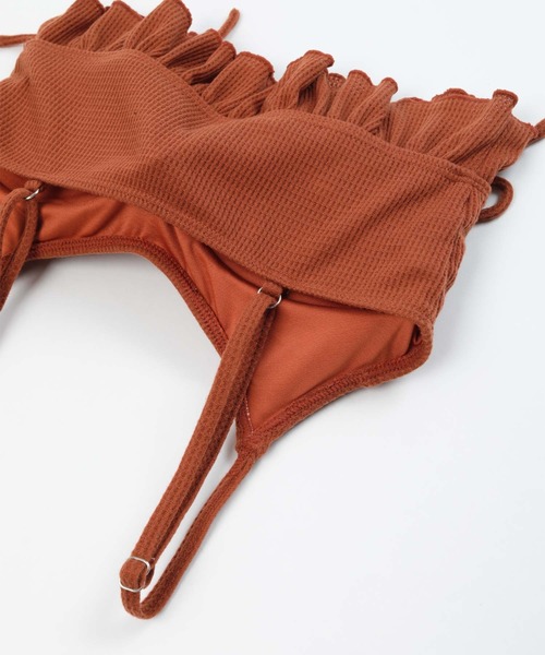 SEA DRESS（シードレス）の「ワッフル素材レースアップビキニ/水着セット（水着・レディース・アイボリー/テラコッタ/ブラック/ブルー/ライトブラウン・S/M/L/LL）」の18枚目の写真