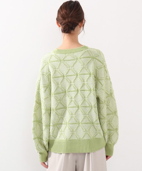 DRESKIP（ドレスキップ）の「◆ダイヤ柄ニット（ニット/セーター・レディース・オフホワイト/ダークグレー/黄緑系・04/02/03）」の6枚目の写真
