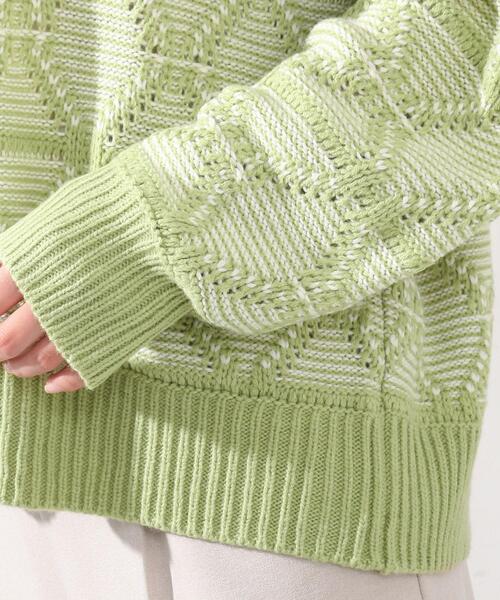 DRESKIP（ドレスキップ）の「◆ダイヤ柄ニット（ニット/セーター・レディース・オフホワイト/ダークグレー/黄緑系・04/02/03）」の8枚目の写真