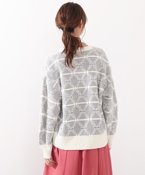 DRESKIP（ドレスキップ）の「◆ダイヤ柄ニット（ニット/セーター・レディース・オフホワイト/ダークグレー/黄緑系・04/02/03）」の10枚目の写真