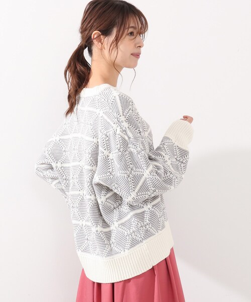 DRESKIP（ドレスキップ）の「◆ダイヤ柄ニット（ニット/セーター・レディース・オフホワイト/ダークグレー/黄緑系・04/02/03）」の11枚目の写真