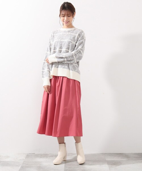 DRESKIP（ドレスキップ）の「◆ダイヤ柄ニット（ニット/セーター・レディース・オフホワイト/ダークグレー/黄緑系・04/02/03）」の13枚目の写真