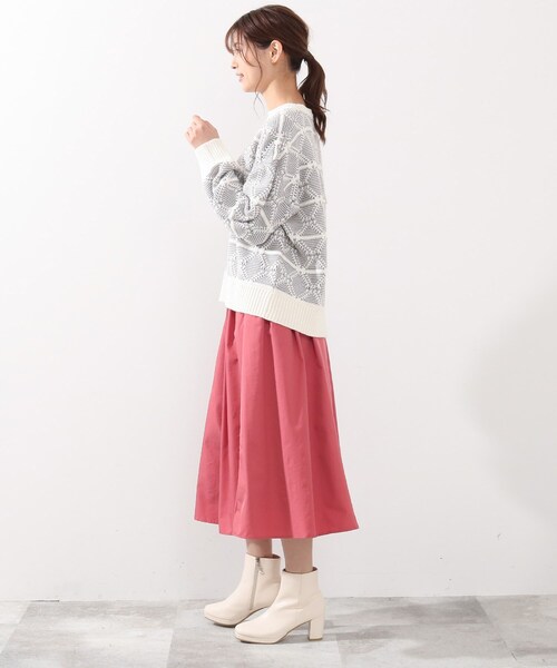 DRESKIP（ドレスキップ）の「◆ダイヤ柄ニット（ニット/セーター・レディース・オフホワイト/ダークグレー/黄緑系・04/02/03）」の14枚目の写真