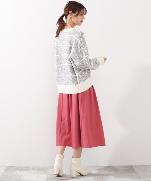 DRESKIP（ドレスキップ）の「◆ダイヤ柄ニット（ニット/セーター・レディース・オフホワイト/ダークグレー/黄緑系・04/02/03）」の15枚目の写真