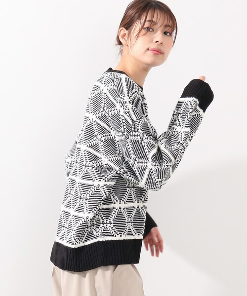 DRESKIP（ドレスキップ）の「◆ダイヤ柄ニット（ニット/セーター・レディース・オフホワイト/ダークグレー/黄緑系・04/02/03）」の17枚目の写真