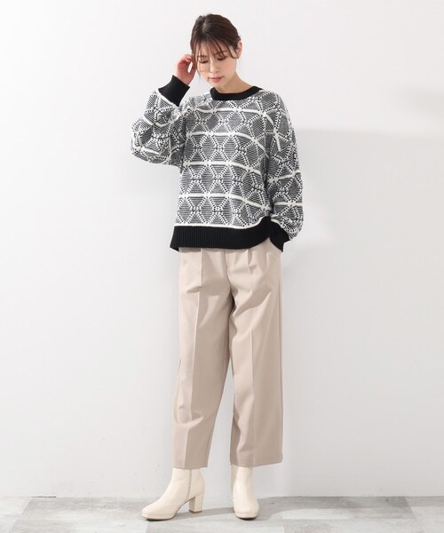 DRESKIP（ドレスキップ）の「◆ダイヤ柄ニット（ニット/セーター・レディース・オフホワイト/ダークグレー/黄緑系・04/02/03）」の20枚目の写真