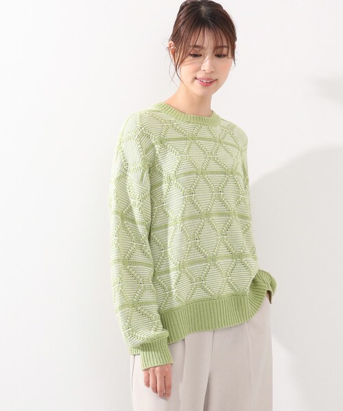 DRESKIP（ドレスキップ）の「◆ダイヤ柄ニット（ニット/セーター・レディース・オフホワイト/ダークグレー/黄緑系・04/02/03）」の22枚目の写真