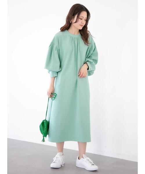 Green Parks(グリーンパークス)の「・ELENCARE DUE ボリュームスリーブワンピ(ワンピース・レディース・ベージュ/ネイビー/オレンジ/グリーン・FREE)」の20枚目の写真