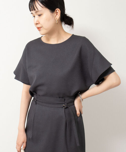 セール】【新色追加】リネンライク半袖ブラウス（シャツ/ブラウス