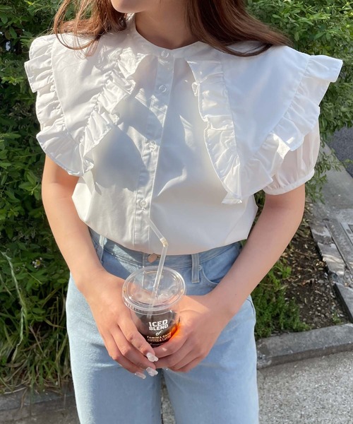 WEGO（ウィゴー）の「WEGO/三角襟フリルブラウス（シャツ/ブラウス・レディース・ホワイト・FREE）」の9枚目の写真