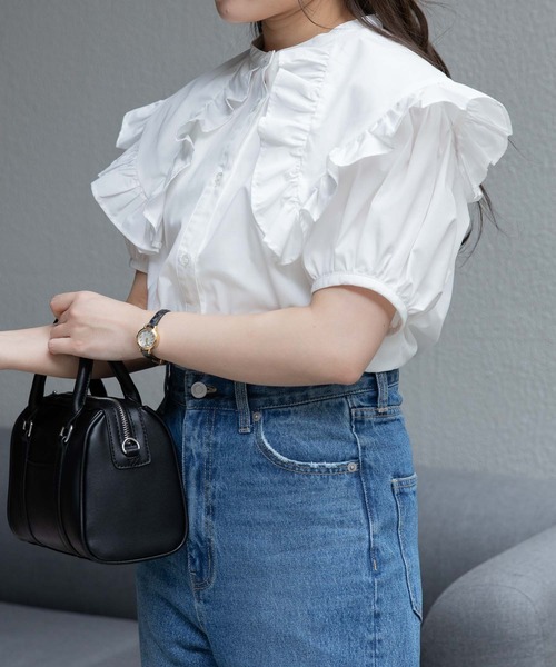 WEGO（ウィゴー）の「WEGO/三角襟フリルブラウス（シャツ/ブラウス・レディース・ホワイト・FREE）」の11枚目の写真