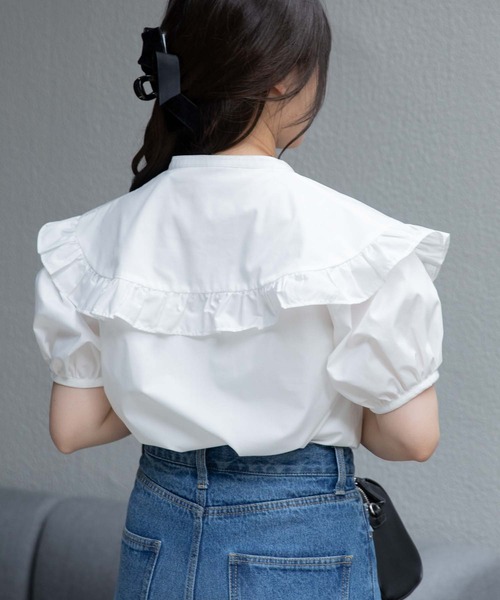 WEGO（ウィゴー）の「WEGO/三角襟フリルブラウス（シャツ/ブラウス・レディース・ホワイト・FREE）」の10枚目の写真