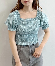 mysty woman | 無地/チェック柄ショートブラウス 294691(シャツ/ブラウス)