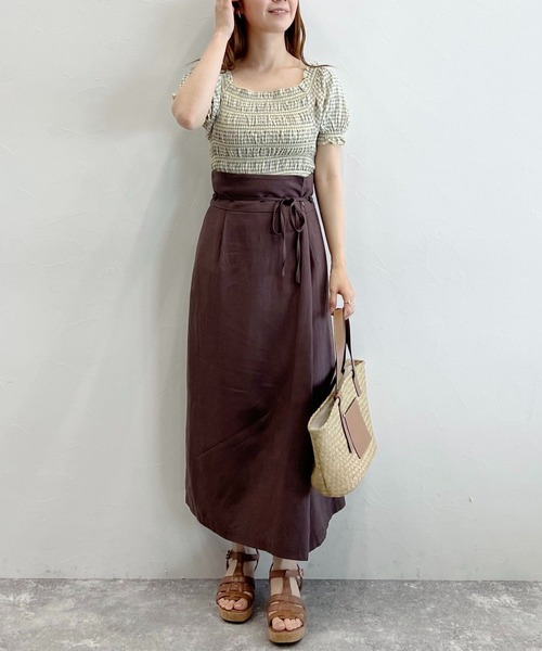 mysty woman(ミスティウーマン)の「無地/チェック柄ショートブラウス 294691(シャツ/ブラウス・レディース・ブラック/アイボリー/グリーン系/イエロー系・FREE)」の15枚目の写真