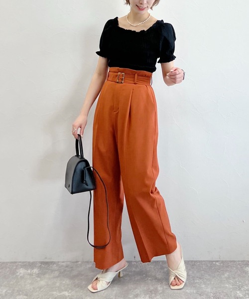 mysty woman(ミスティウーマン)の「無地/チェック柄ショートブラウス 294691(シャツ/ブラウス・レディース・ブラック/アイボリー/グリーン系/イエロー系・FREE)」の8枚目の写真