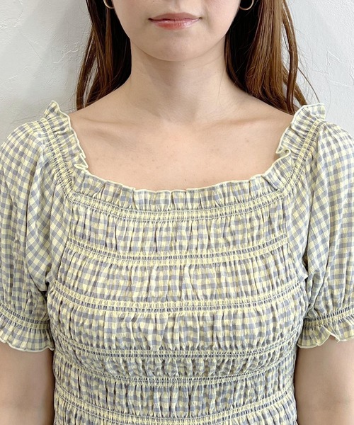 mysty woman(ミスティウーマン)の「無地/チェック柄ショートブラウス 294691(シャツ/ブラウス・レディース・ブラック/アイボリー/グリーン系/イエロー系・FREE)」の20枚目の写真