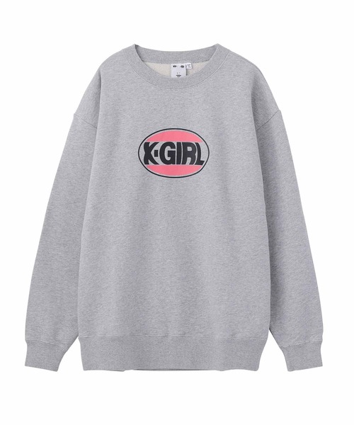 X-girl(エックスガール)の「OVAL LOGO CREW SWEAT TOP(スウェット・レディース・ホワイト/ブラック/アッシュ・S/M/L/XL)」の20枚目の写真