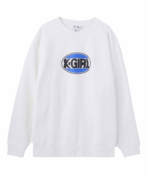 X-girl(エックスガール)の「OVAL LOGO CREW SWEAT TOP(スウェット・レディース・ホワイト/ブラック/アッシュ・S/M/L/XL)」の22枚目の写真