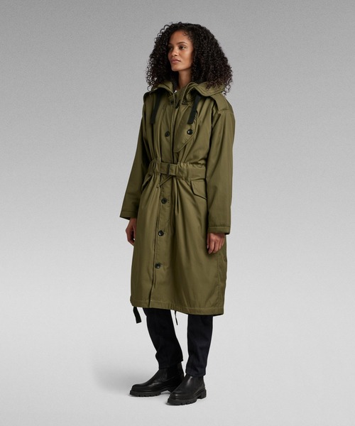 G-STAR（ジースター）の「LONG PARKA/ミリタリーディテールパーカーロングコート/モッズコート（ミリタリージャケット・レディース・ダークオリーブ・X-SMALL/SMALL/MEDIUM）」の5枚目の写真