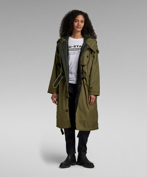 G-STAR（ジースター）の「LONG PARKA/ミリタリーディテールパーカーロングコート/モッズコート（ミリタリージャケット・レディース・ダークオリーブ・X-SMALL/SMALL/MEDIUM）」の3枚目の写真