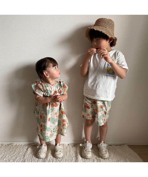 apres les cours(アプレレクール)の「トロピカルハーフパンツ 5分丈(その他パンツ・キッズ・サックスブルー/オレンジ・80/130/140/90/110/100/120)」の5枚目の写真